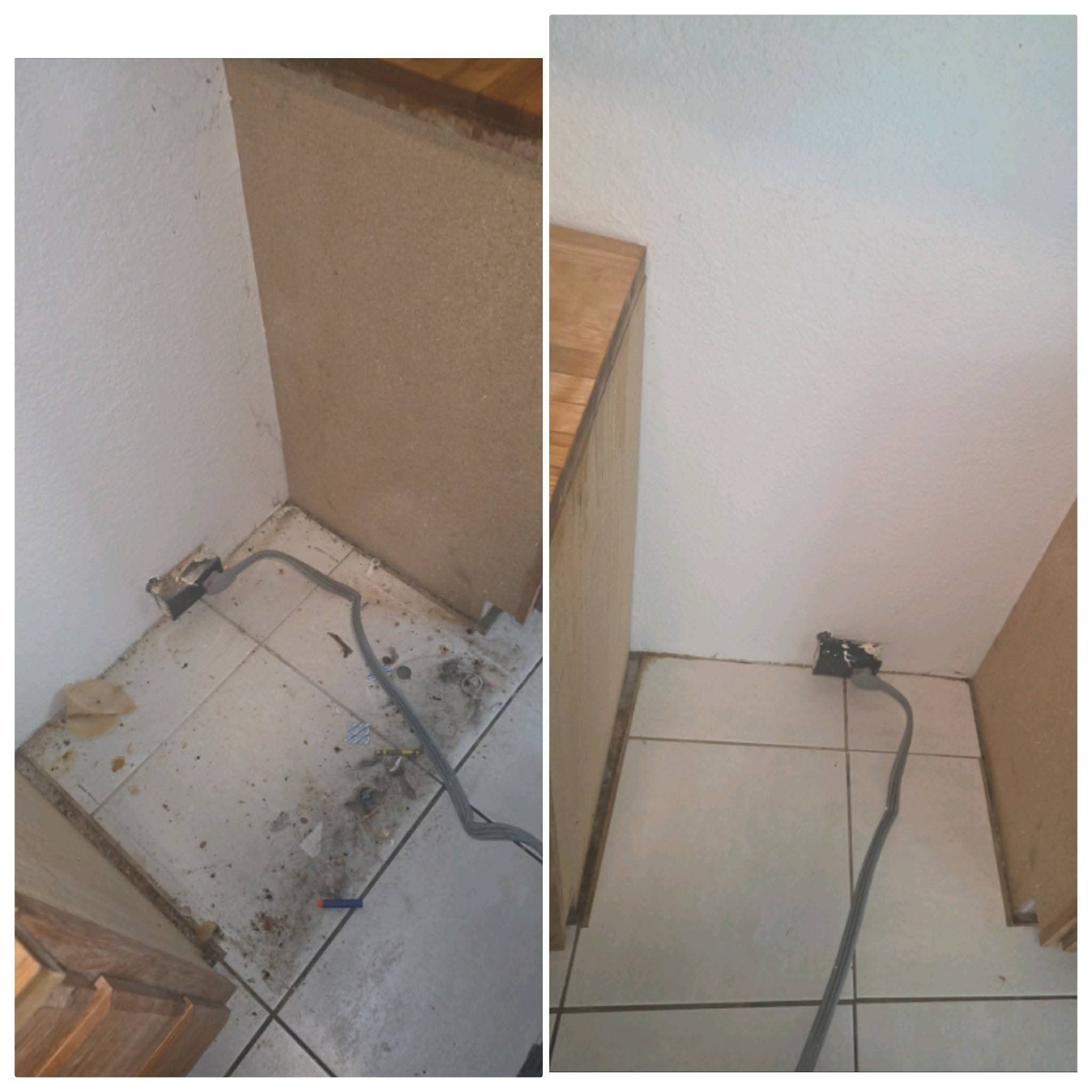 Before and after of dirty tile floors deep cleaned