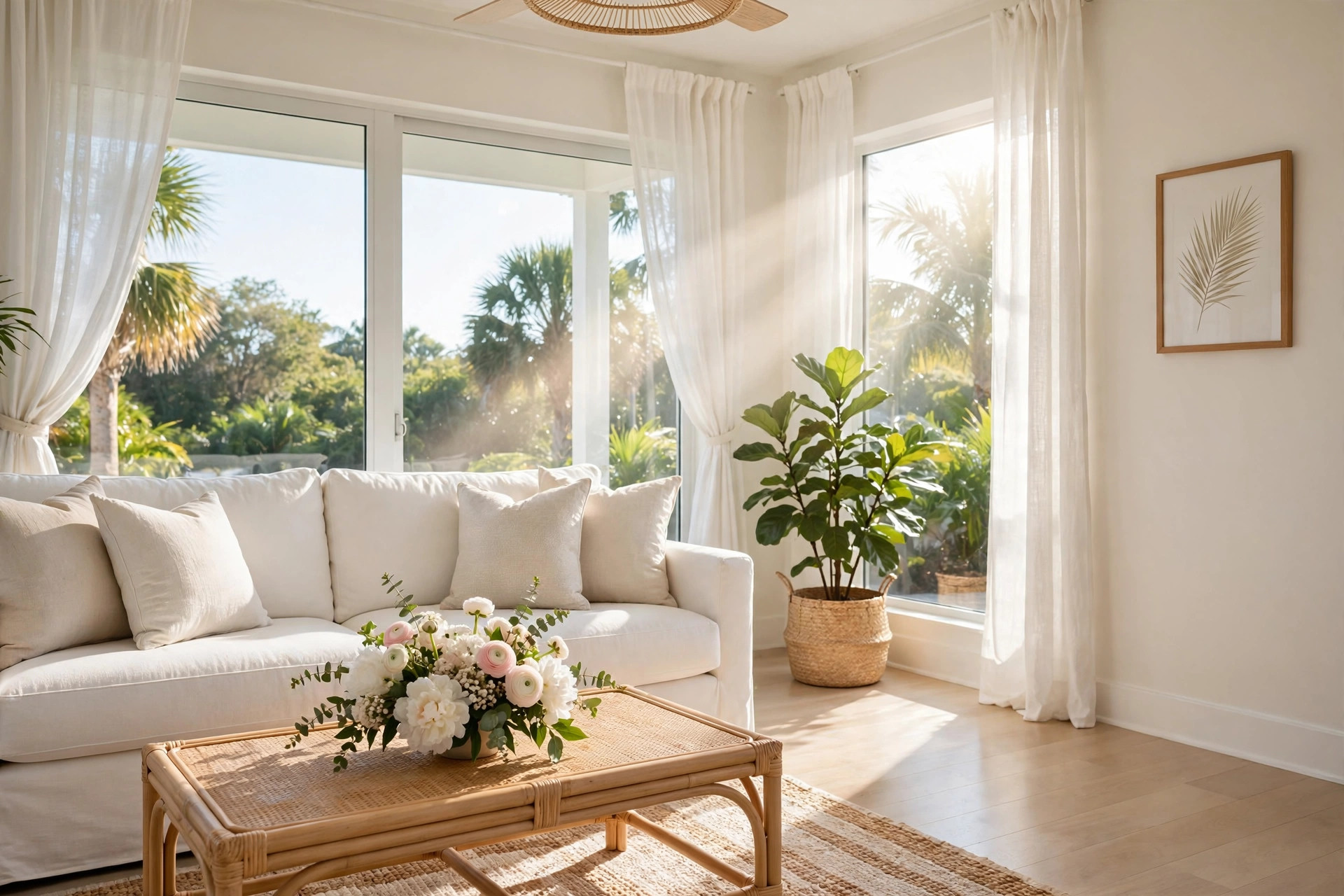 Spotless bright living room cleaned by Grace & Grit Property Care